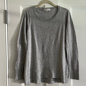 White + Warren Gray Cotton/Nylon/Silk Long Sleeve Sweater, Size M